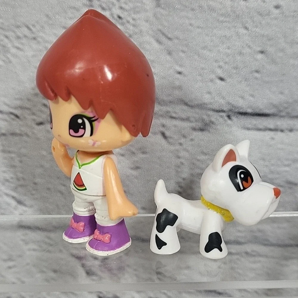 Famosa Pinypon Mini‎ Figures Lot Of 2 Watermelon Kid Yorkie Dog